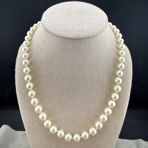 Vintage Glass Beaded Necklace  Imitation Pearl 18"